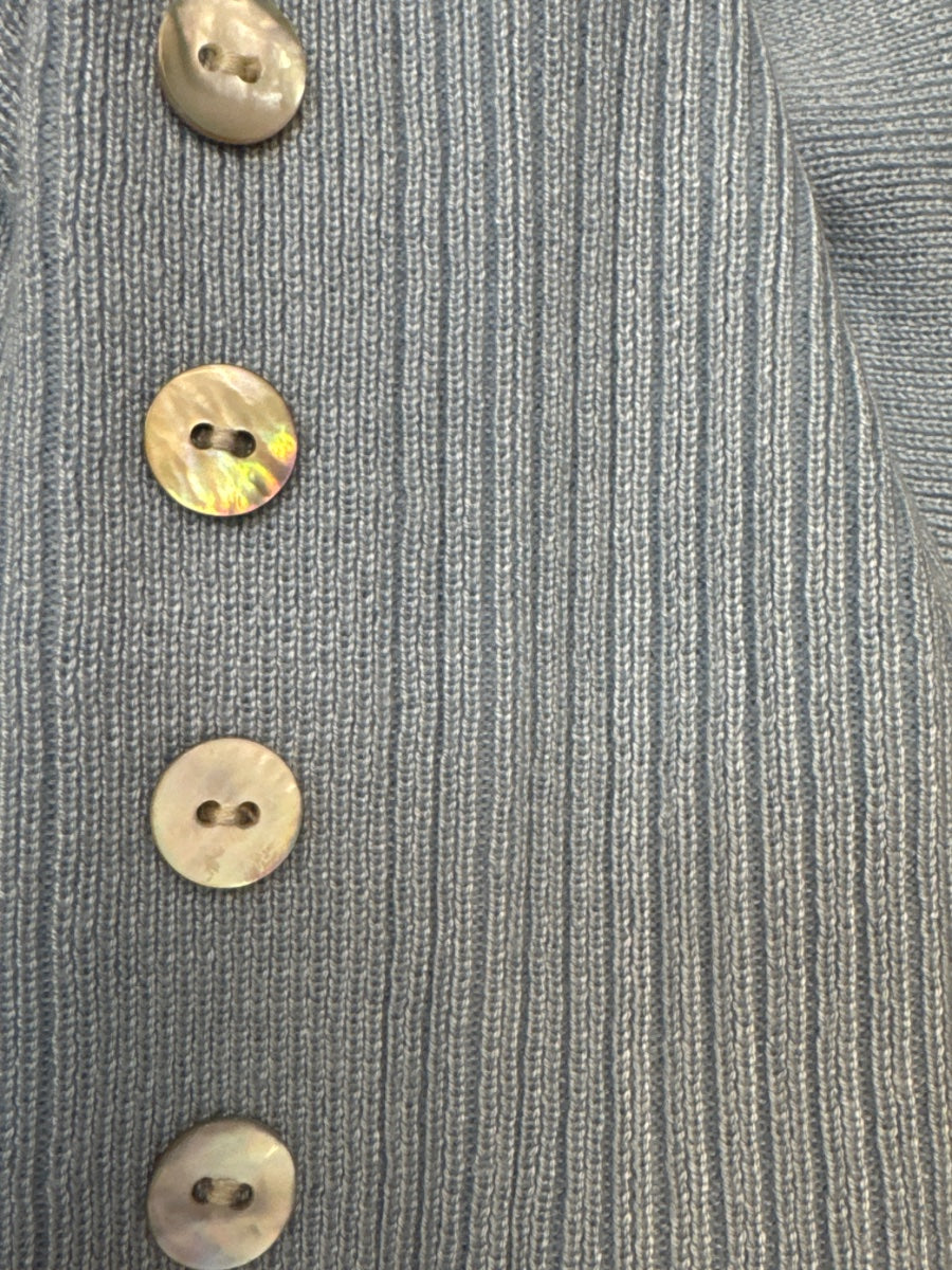Cyrus · Open Drape Cardigan Button Detail · Large · BabyBlue