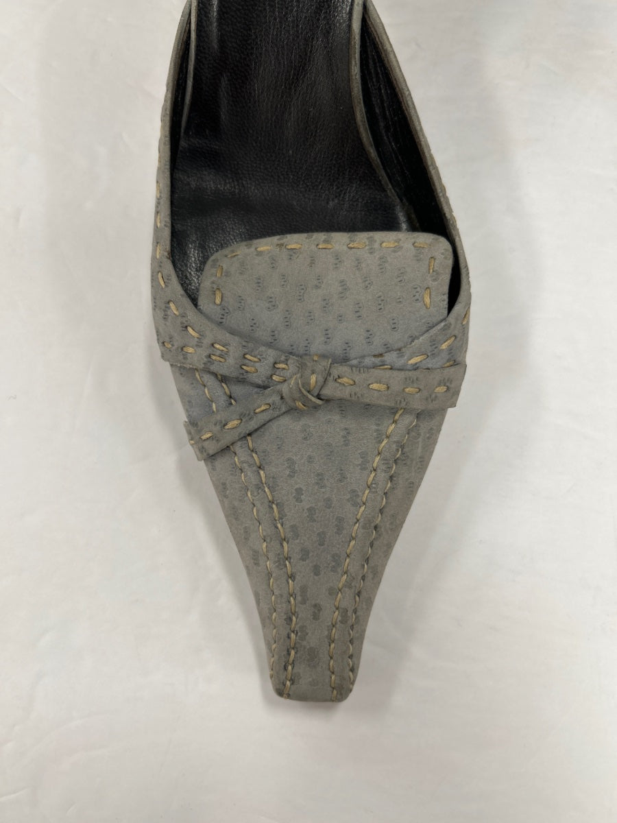 Prada · Vintage Kitten Heel Mules · 9 · Gray