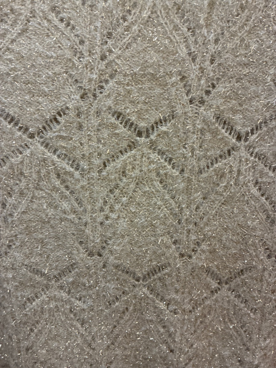 LizClaiborne · Picot Knit · Large · Beige/Gold Metallic Sparkly