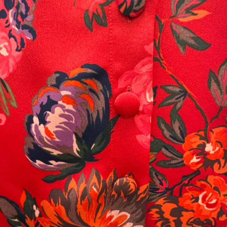 Zara · RedFloral Floral Print Long Pencil Skirt · Small · RedFloral