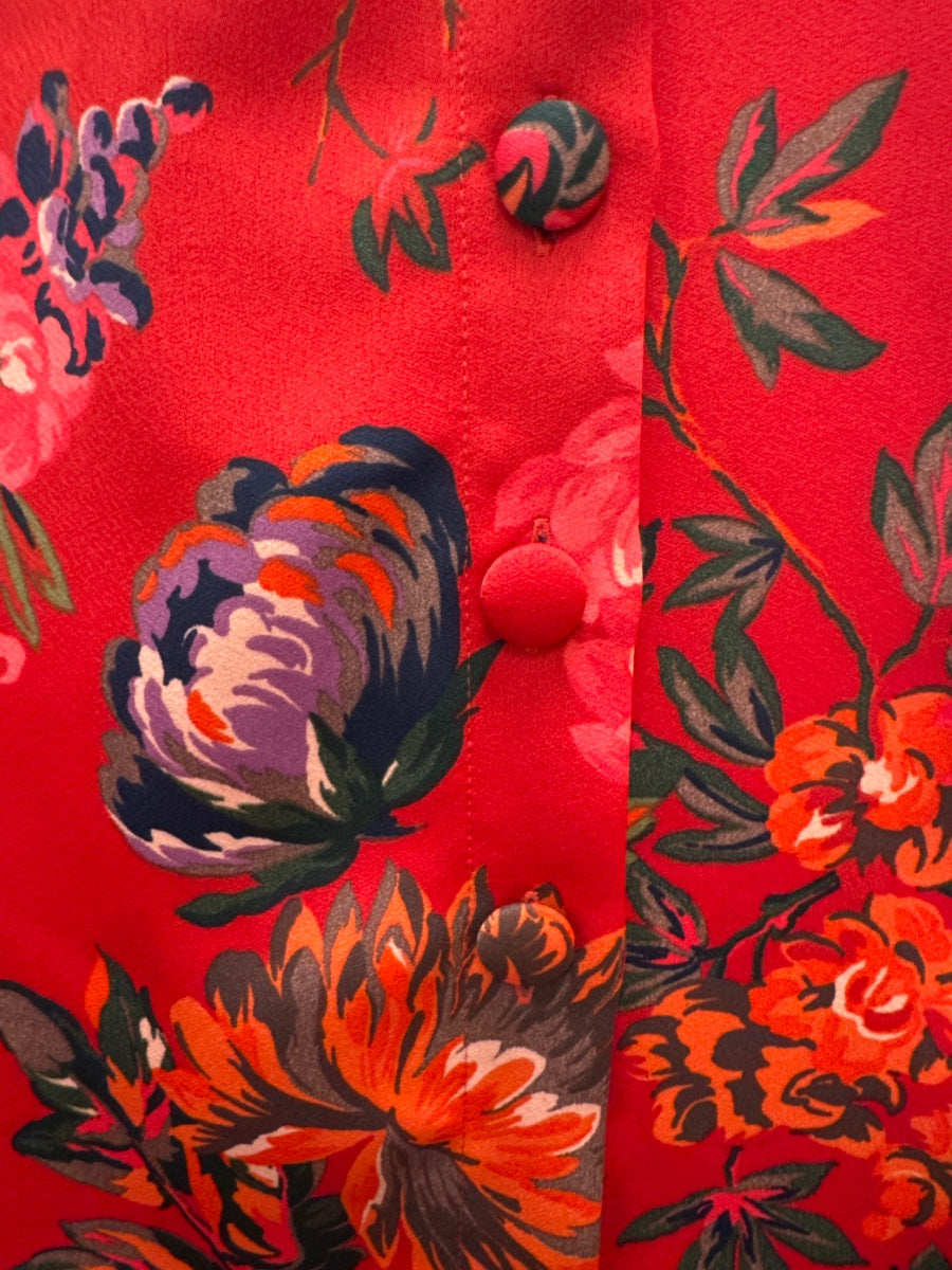 Zara · RedFloral Floral Print Long Pencil Skirt · Small · RedFloral