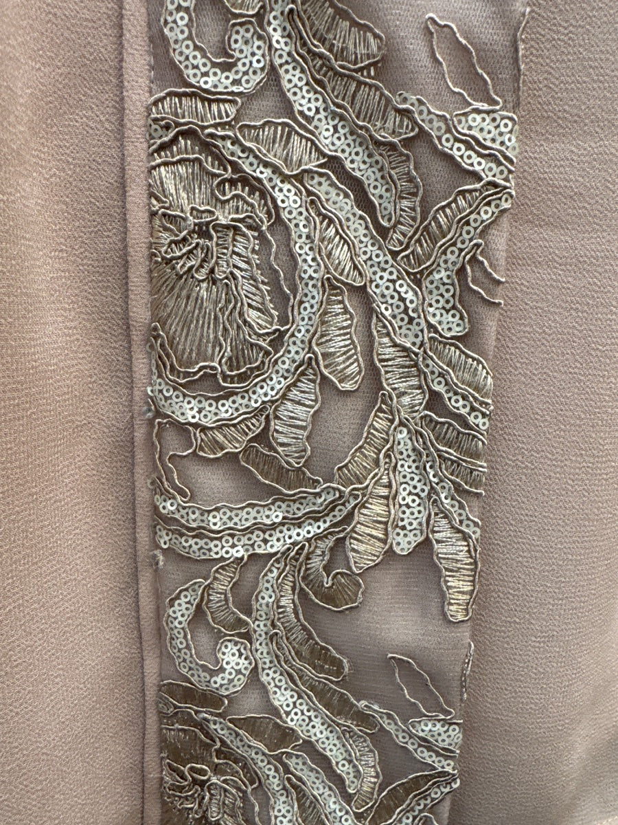 Maya Brooke · 3 PC Set Pants, Top & Evening Jacket with Embellishment · 12 · Beige