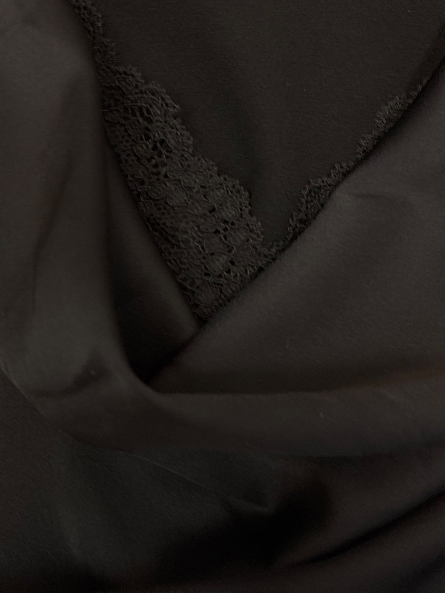 WHBM · Drape Neck Black Lace Trim · Medium · Black