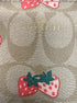 Coach · Zip Around Wristlet Strawberry Design · Wristlet · Tan with Red Strawberry Design