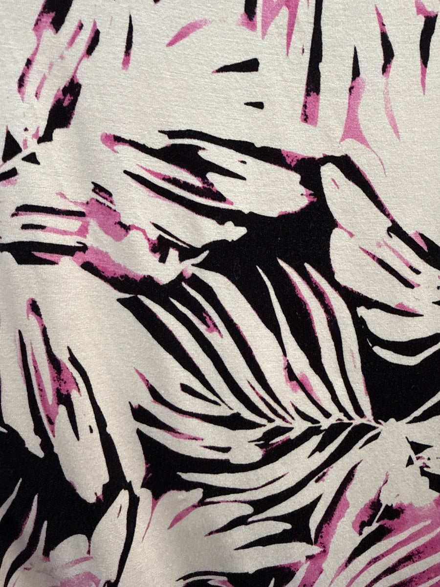 Alfani · Shirt · 1X · Black, White, Pink Leaf Print