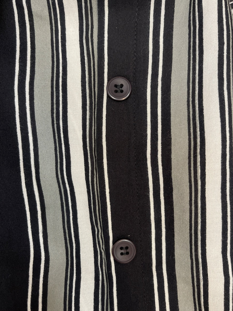 Life Style · FashionPants with Side Button Detail · Medium · Black/Cream Striped