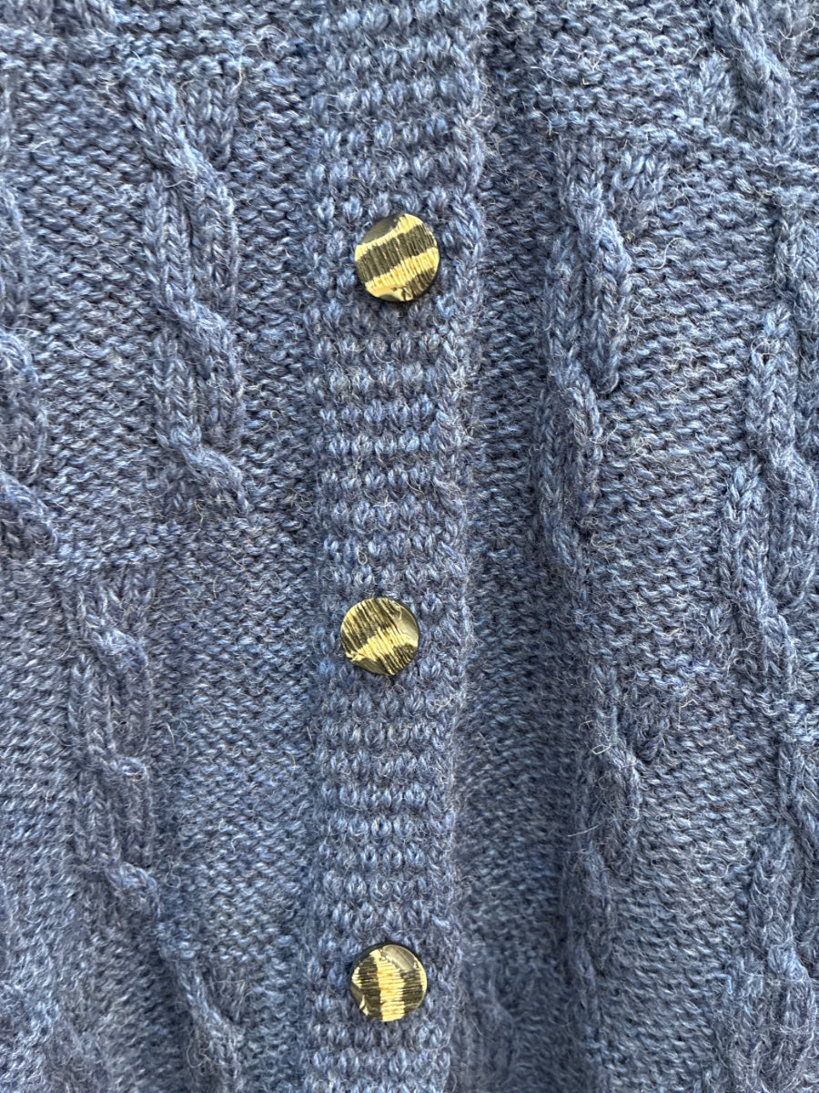 Blarney · Button Up Cable Knit Cardigan · Small · Denim