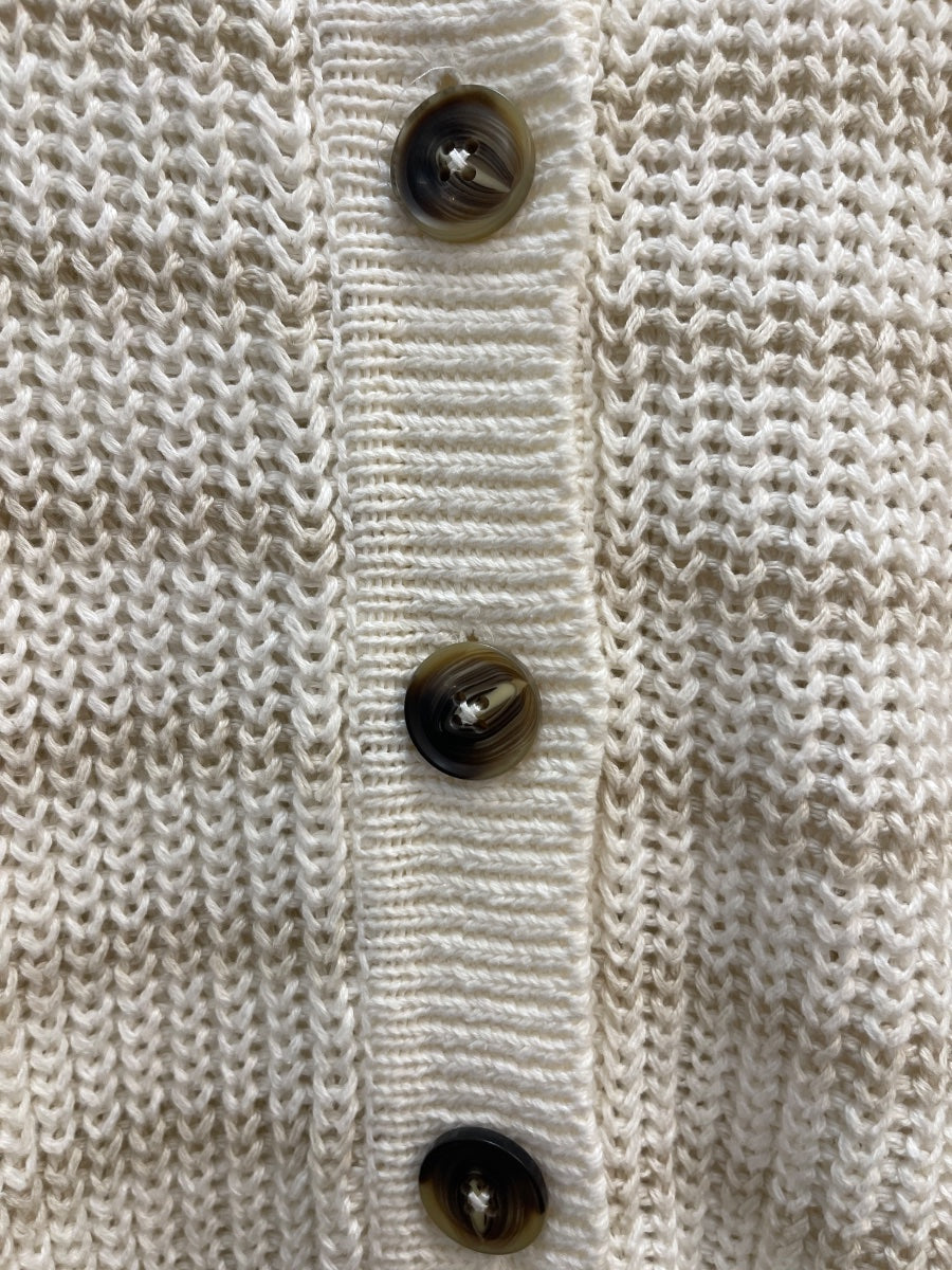Garnet Hill · Button Up Cardigan · Small · Cream Beige