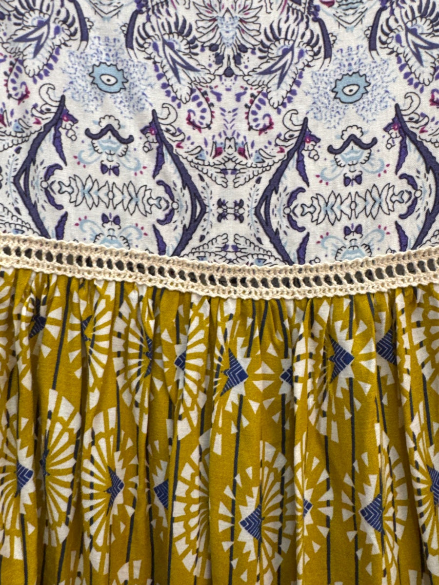 Sundance · Boho Chic Dress · Small P · MustardNavy