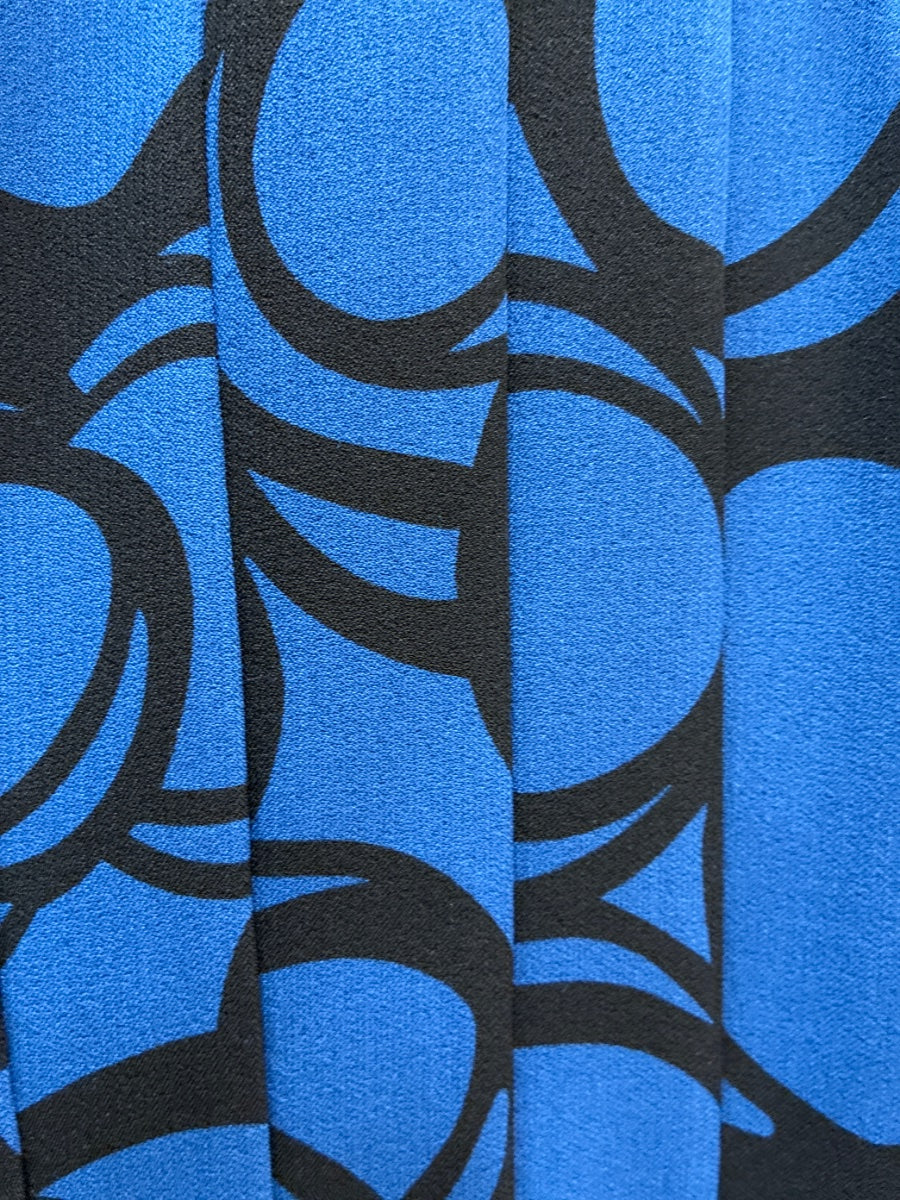 Anne Klein · Sleeveless Dress with Pleated Detail and Circle Pattern · 12 · Blue/Black