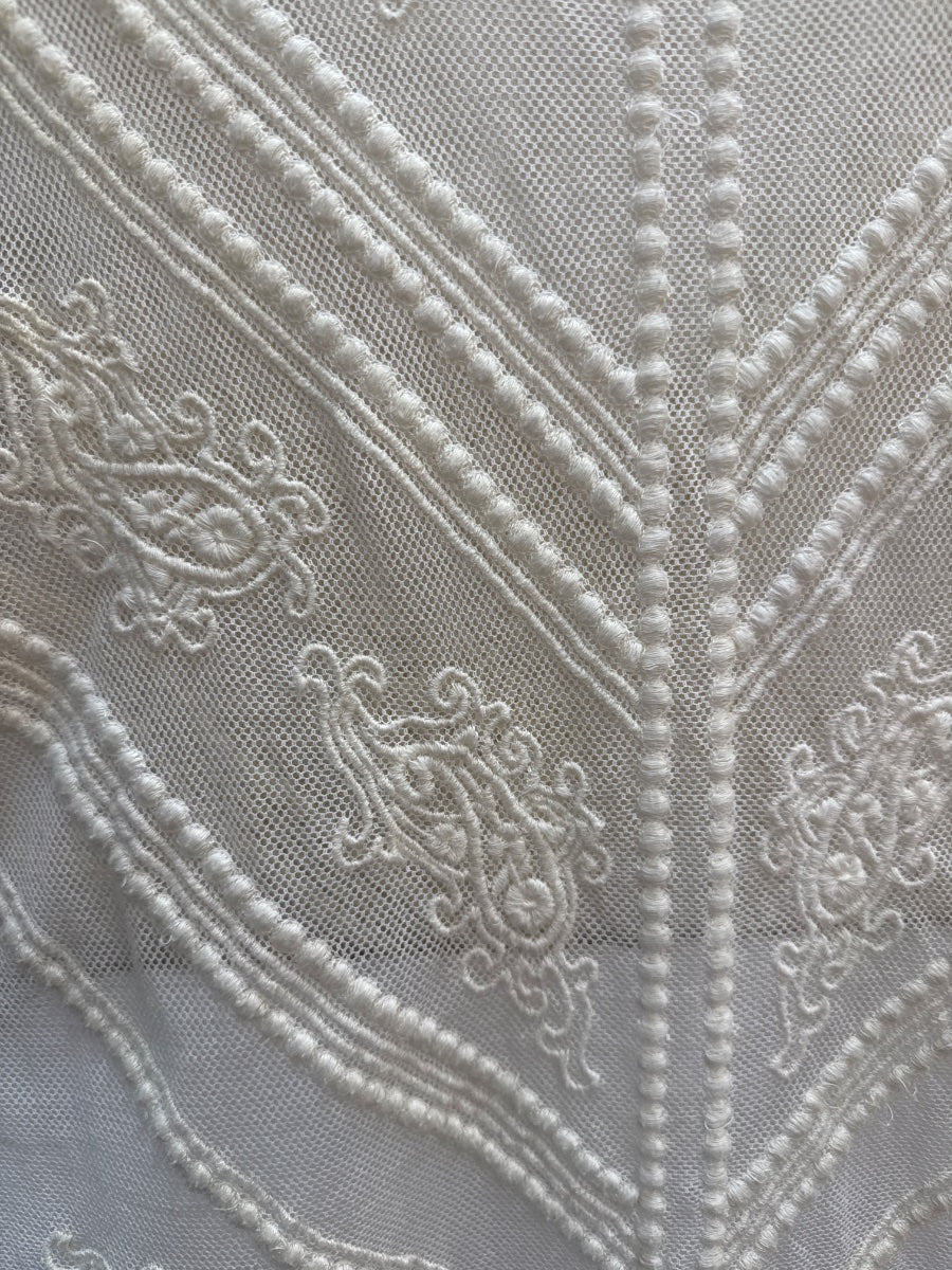 LuckyBrand · Embroidered Mesh Top · Small · Cream