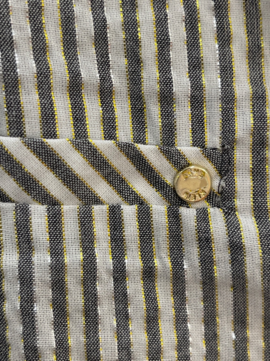 Anne Klein · 3/4 Sleeve Metallic Detail · Medium · White and Gray with Metallic Stripes