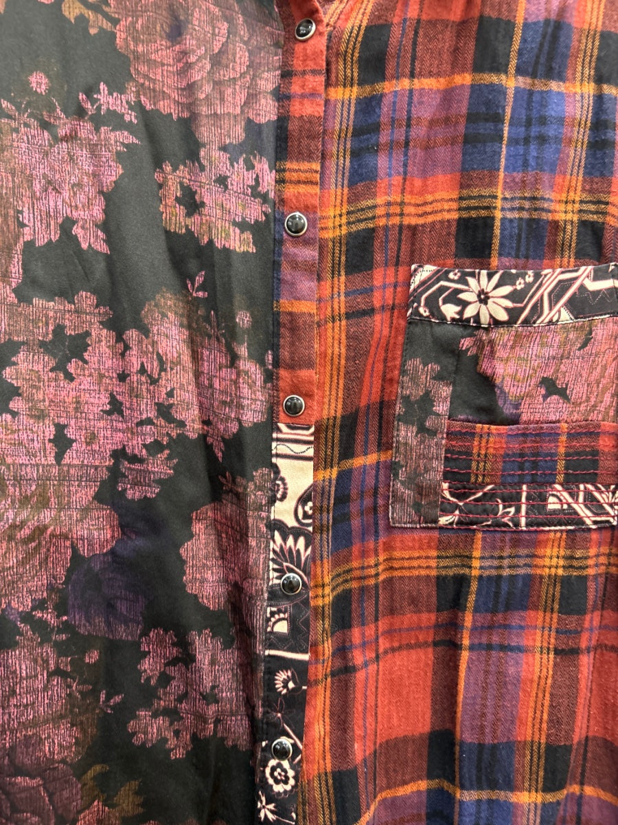 JohnnyWas · PlumOrg Plaid 100% Silk and Cotton Floral Print · XSmall · PlumOrg Plaid