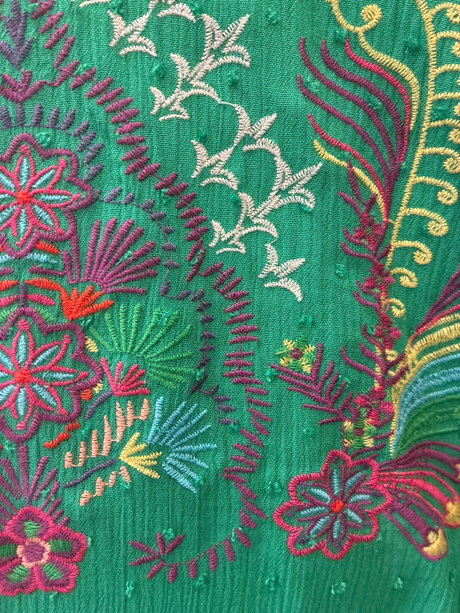 One World · Boho Chic Top · 1X · GreenMulti