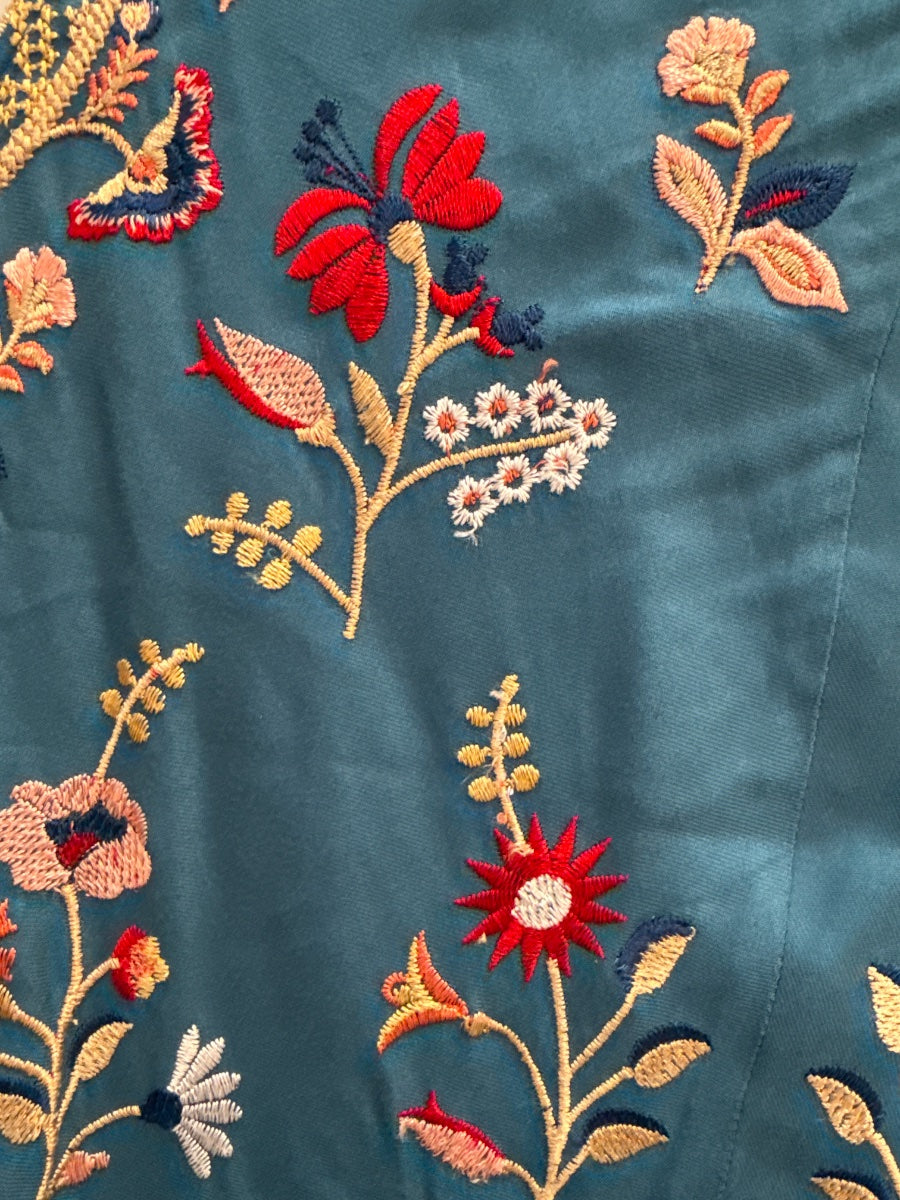 Tolani Collection · TealMulti Embroidered Handkerchief hem · Medium · TealMulti