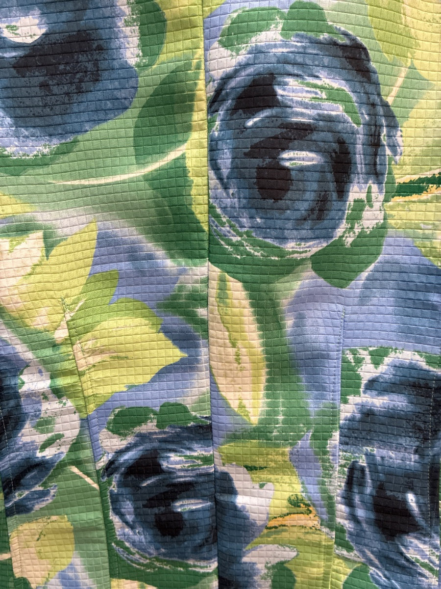 Chris&Banks · Textured Rose Print Button-Up Jacket · Large · BlueGreen