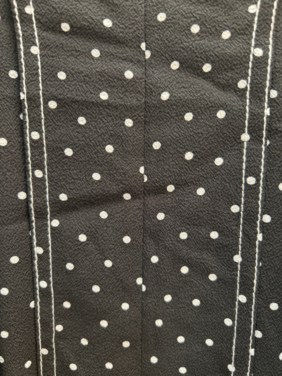 1. State · Cap Sleeve Top with Tie Belt · 2X · Black/White Polka Dot