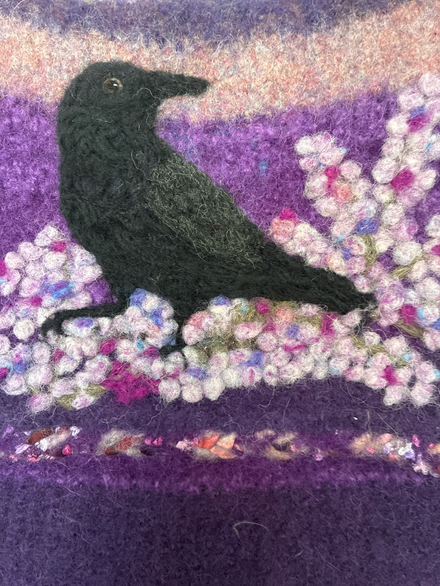 Artisan Made · PuroFloral 100% Wool Raven felted wool bag by Sheila Saxon · Crossbody · Purple, Pink, Black