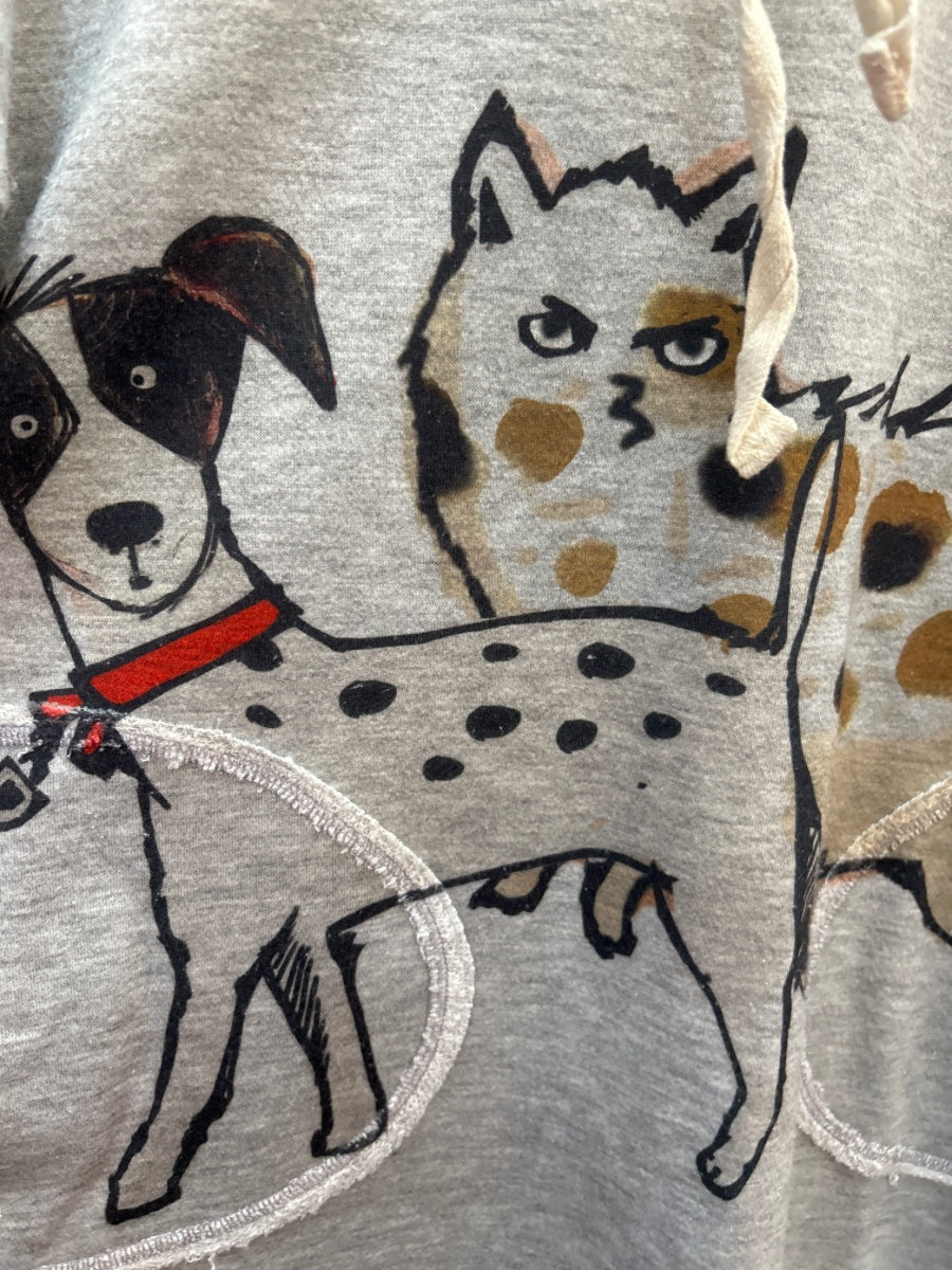 Inoah · Cat and Doggies Pattern · Large · GrayMulti
