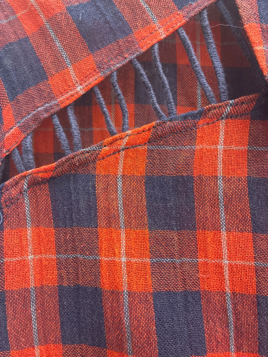 Free People · Long Sleeve Shirt · Medium · Navy/Orange Plaid