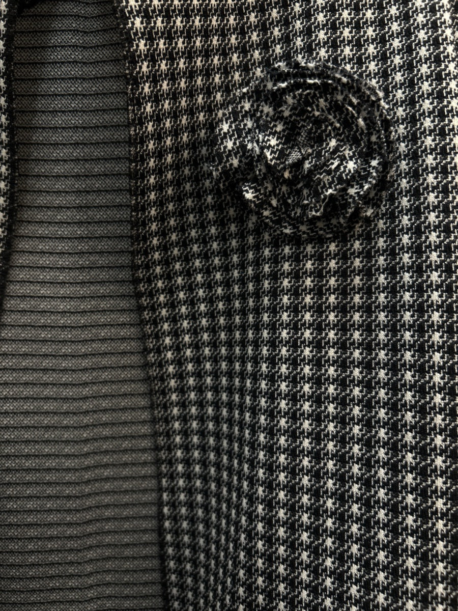 The Clothes Rack · Open Drape Cardigan · 1X/2X · Black and White Houndstooth