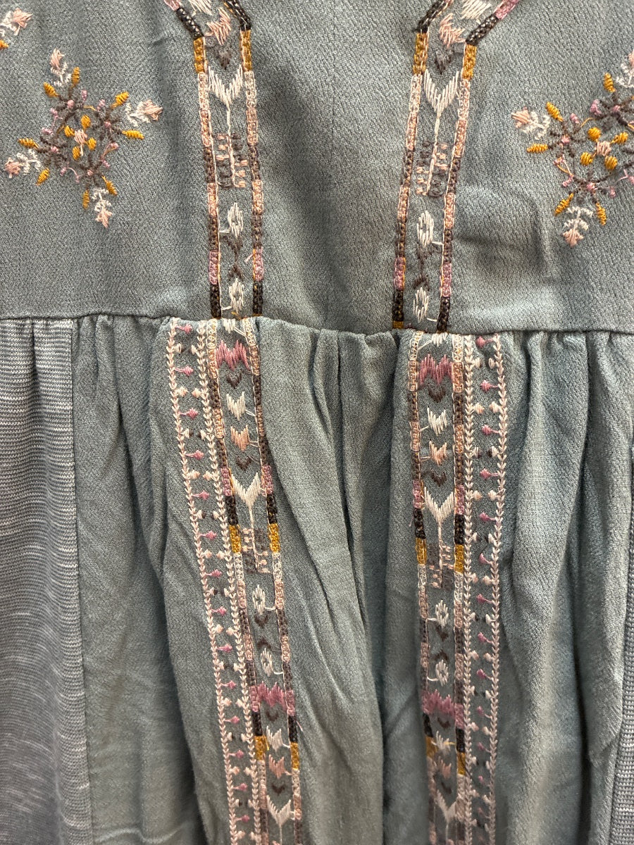 KnoxRose · Boho Embroidered Top · Medium · Ocean Multi