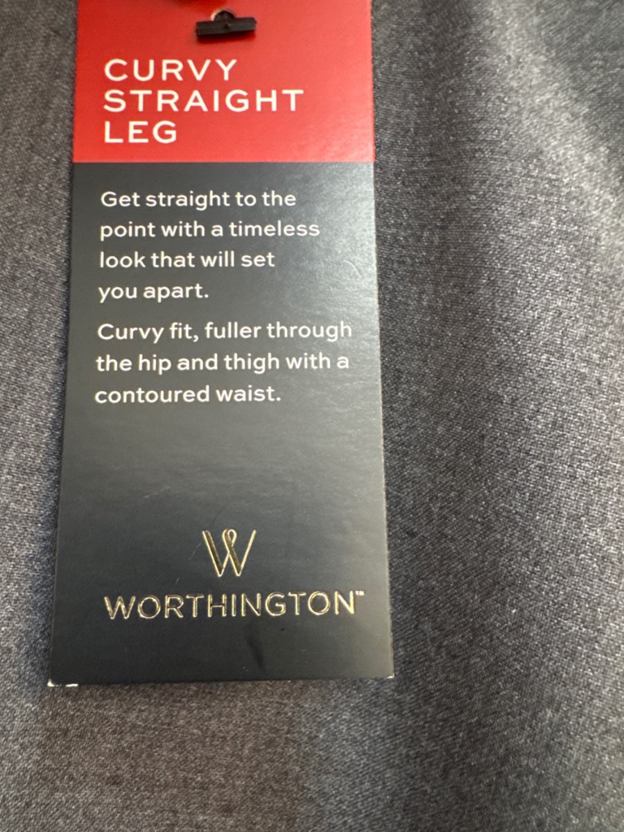 Worthington · Curvy Straight Leg Pants · 16 · Gray