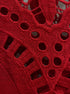 Sundance · Embroidered eyelet lace sleeve and neck top · Medium · Crimson