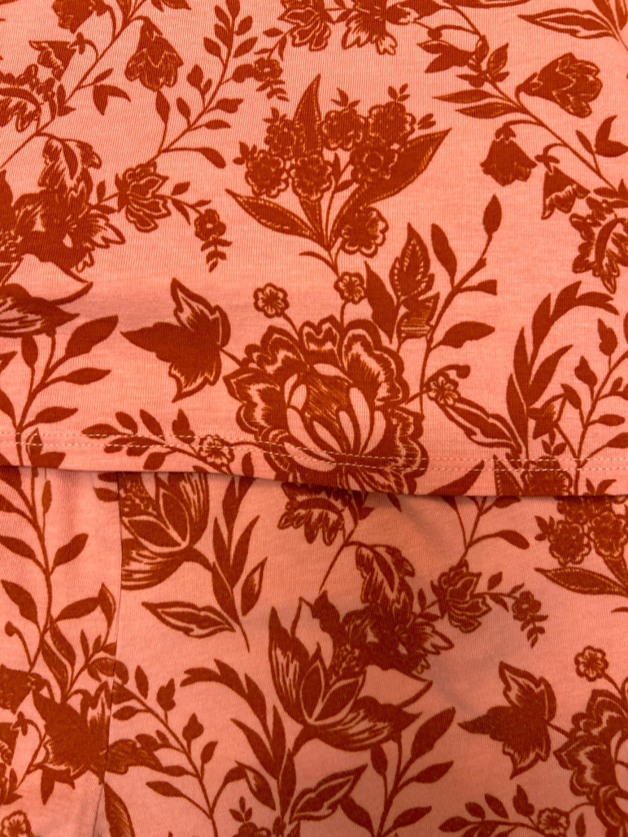 LizClaiborne · 2 Pc Sleep Set, Lace trim, short sleeve pants set · Medium · Coral Orange