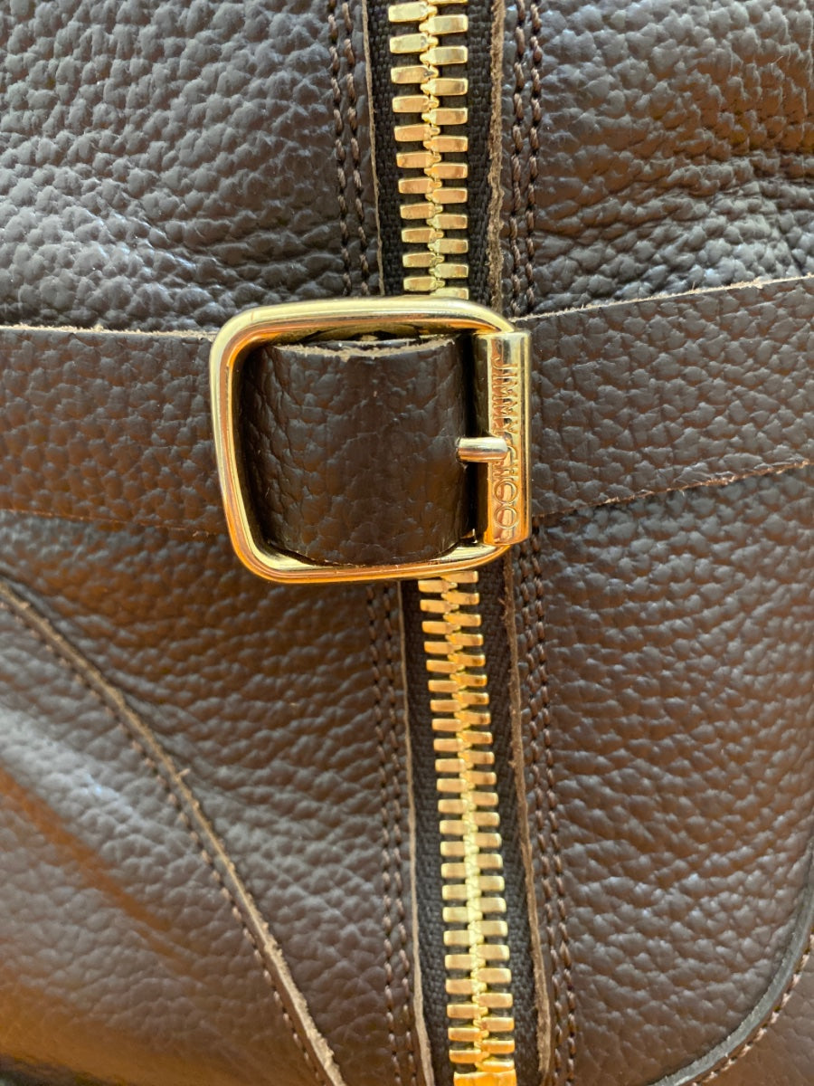 Jimmy Choo · Durum Leather Biker Boots · 9 · BrownGold