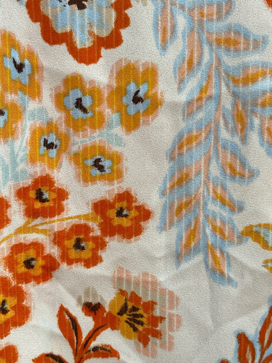 DR2 · Ruffled Sleeve Top with keyhole detail · 1X · OrangeFloral