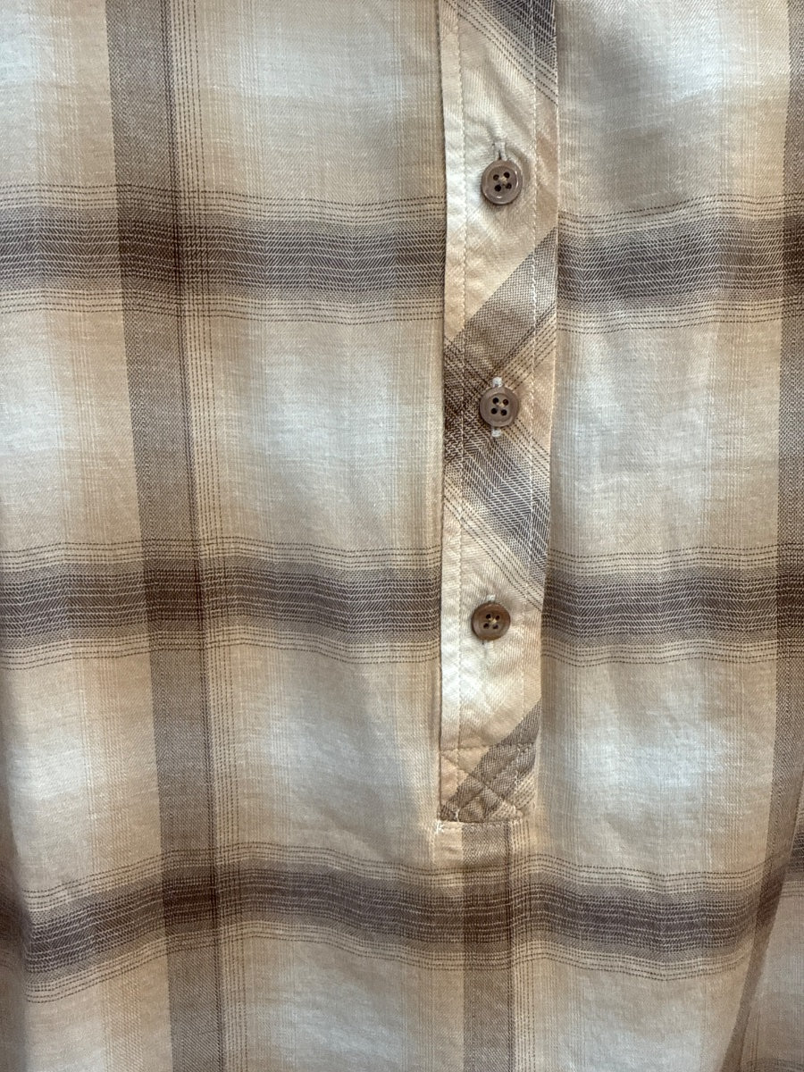 Talbots · Blouse · Large · Beige Brown Plaid