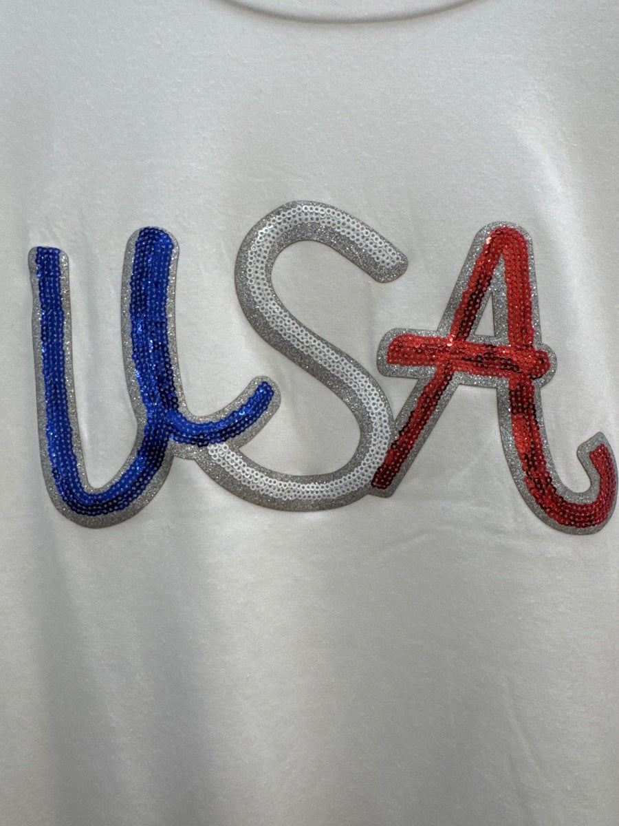 TCR · NEW Sequin USA Tee · 1X/2X · White