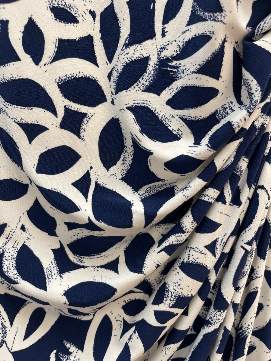 Ralph Lauren · Sleeveless Ruched Dress · 18 · Navy/White