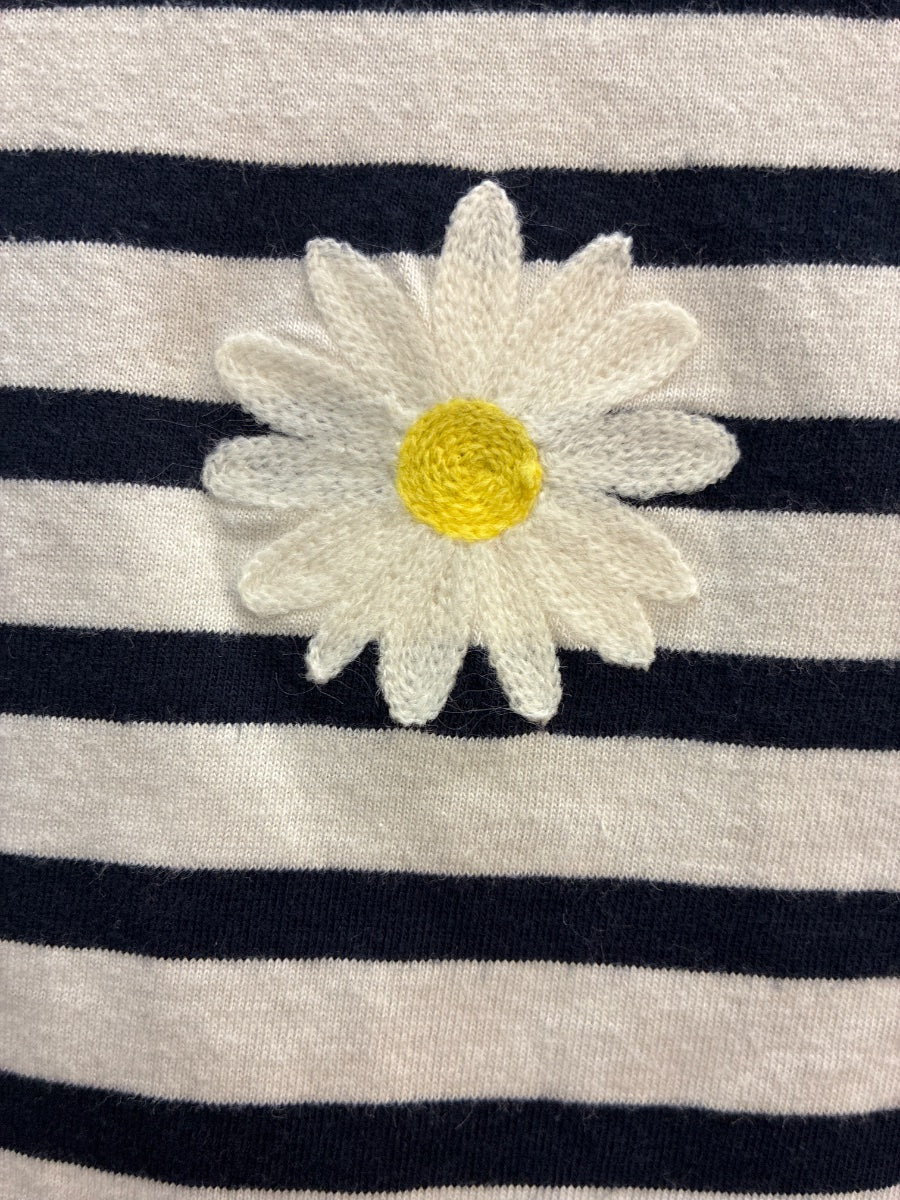 Talbots · Daisy Embroidery 3/4 Sleeve · Small · Navy/White Striped