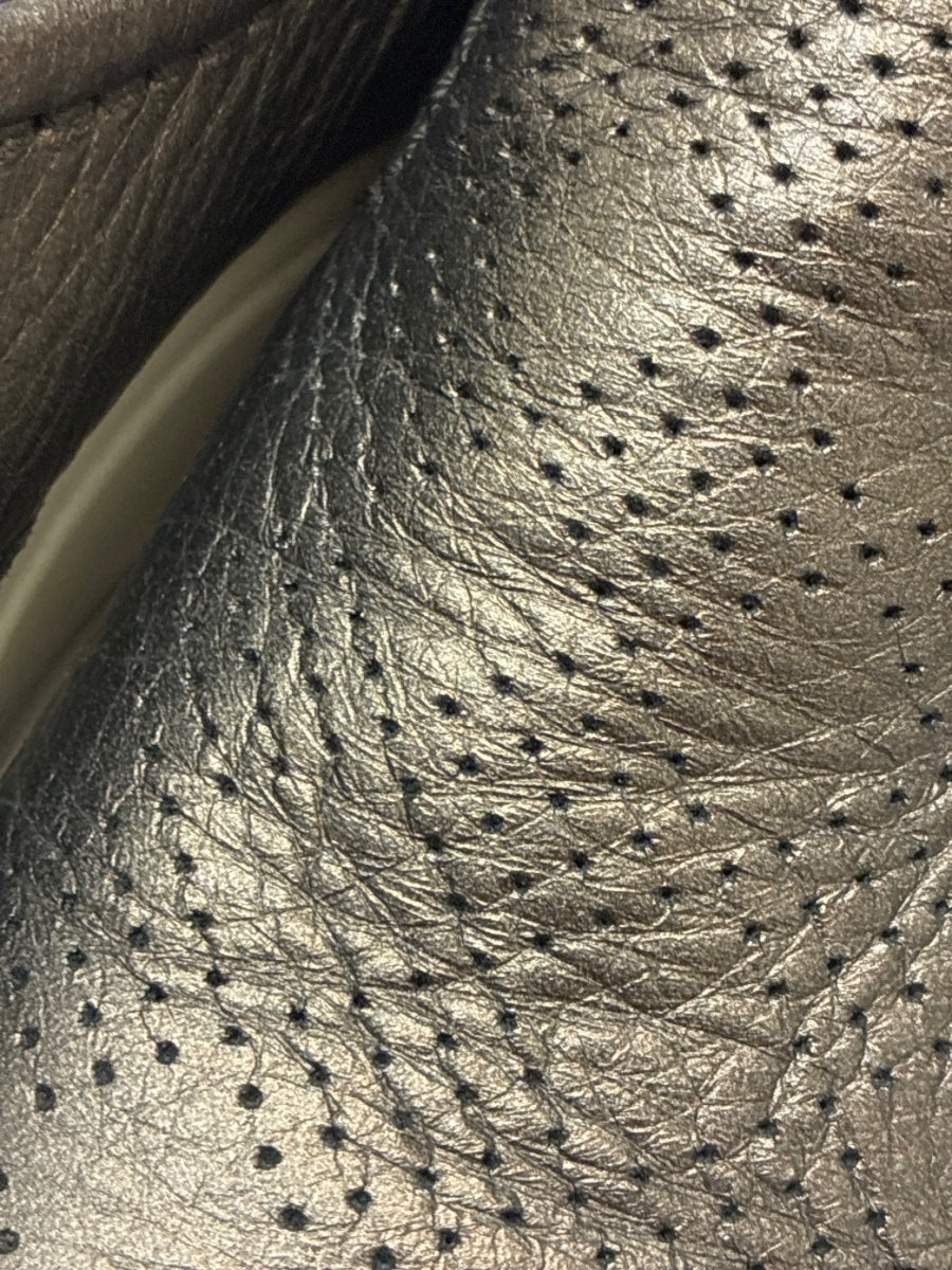 Ecco · Soft 7 Perforated Metallic Slip-On · 9.5 · Silver Metallic