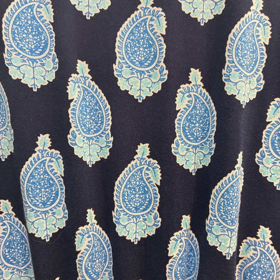 Crown & Ivy · Balloon Sleeve · 2X · BlueNavy Paisley