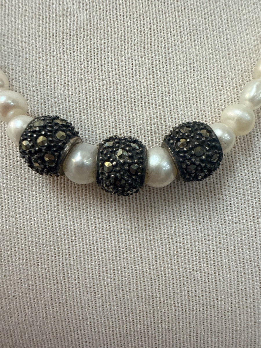 Pearl and Marcasite Necklace · Jewelry · 24 inches · White