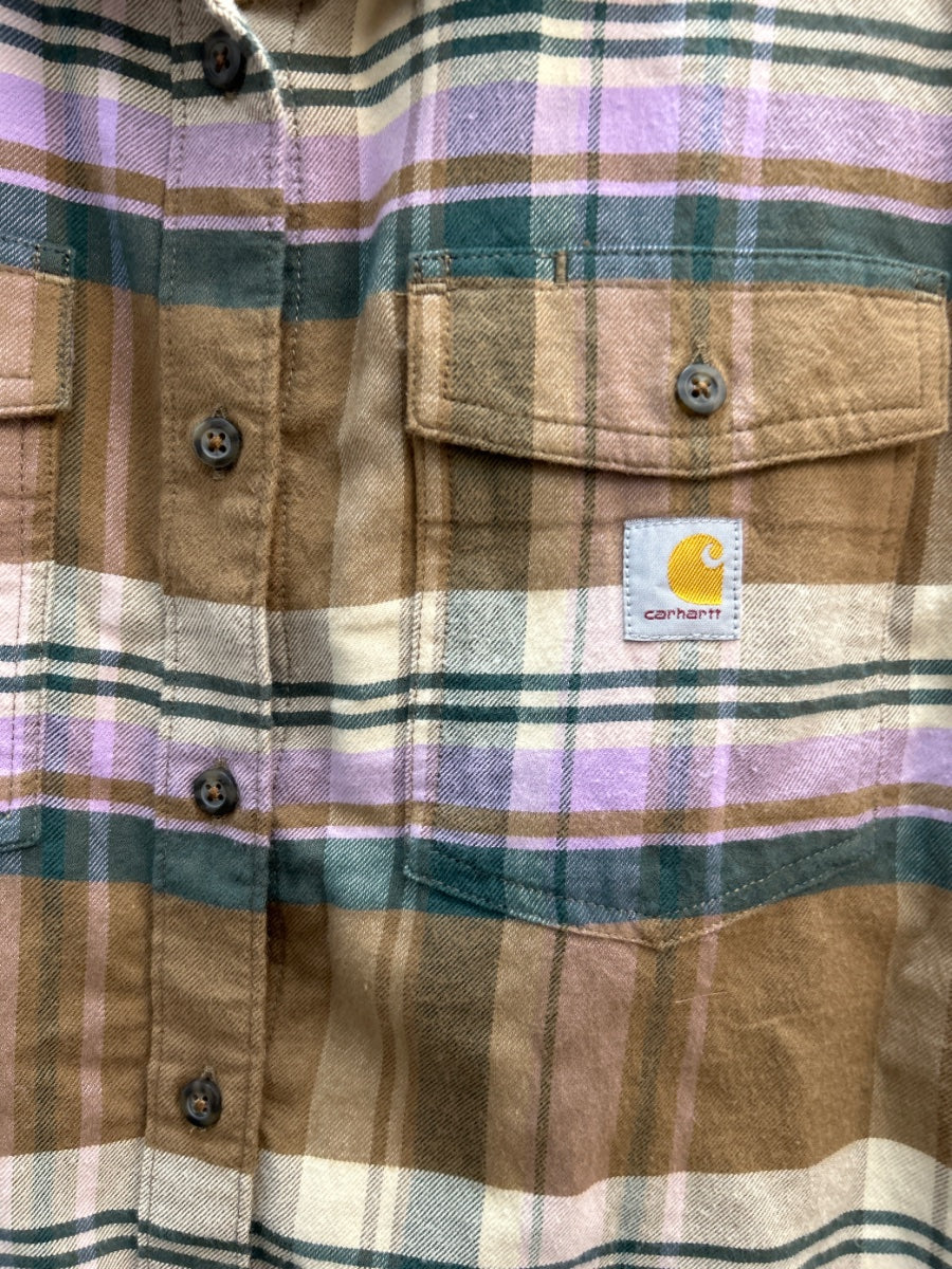 Carhartt · Cashew Multi Cotton Blend Plaid LongSleeve Shirt · Medium · Cashew Multi