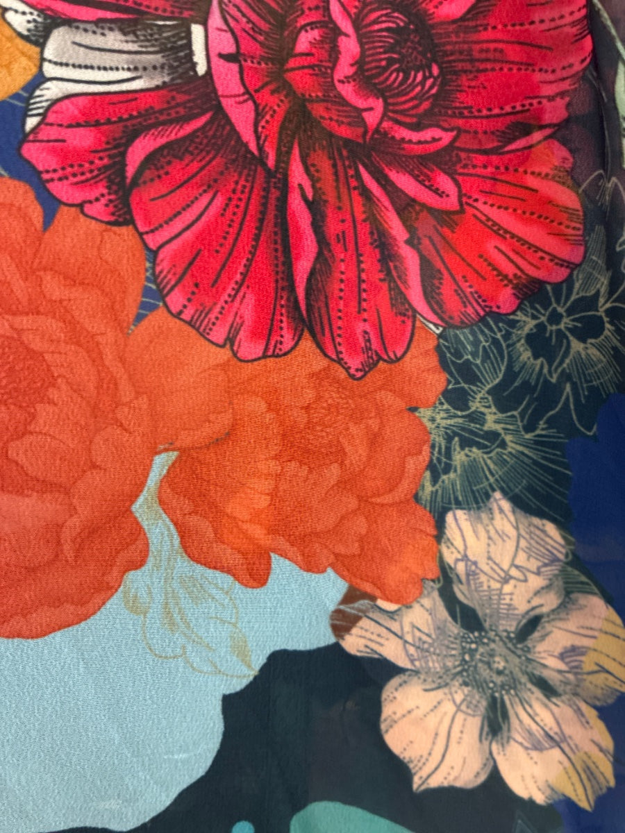 SoftSurroundings · Open Drape Cardigan · Medium · Teal Floral