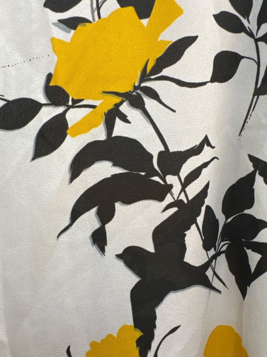 CAbi · Birdwatcher Blouse Flutter Sleeve Top · Medium · Yellow/Cream Floral