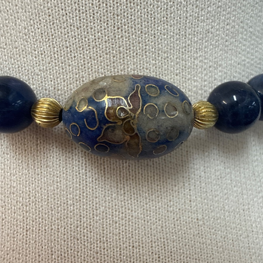 Vintage Cloisonne and Sodalite Necklace · Jewelry · 16 inches · Sodalite