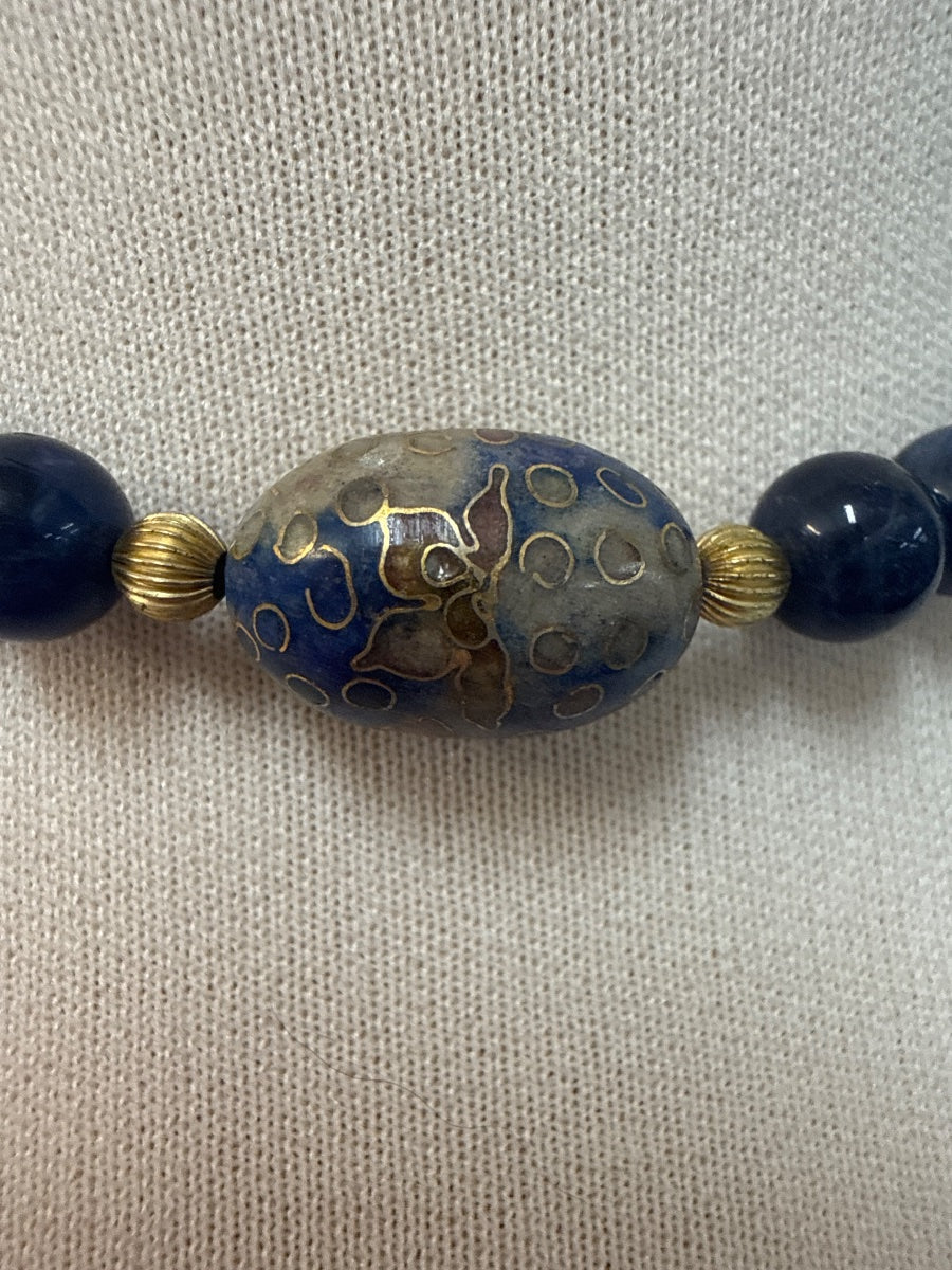 Vintage Cloisonne and Sodalite Necklace · Jewelry · 16 inches · Sodalite
