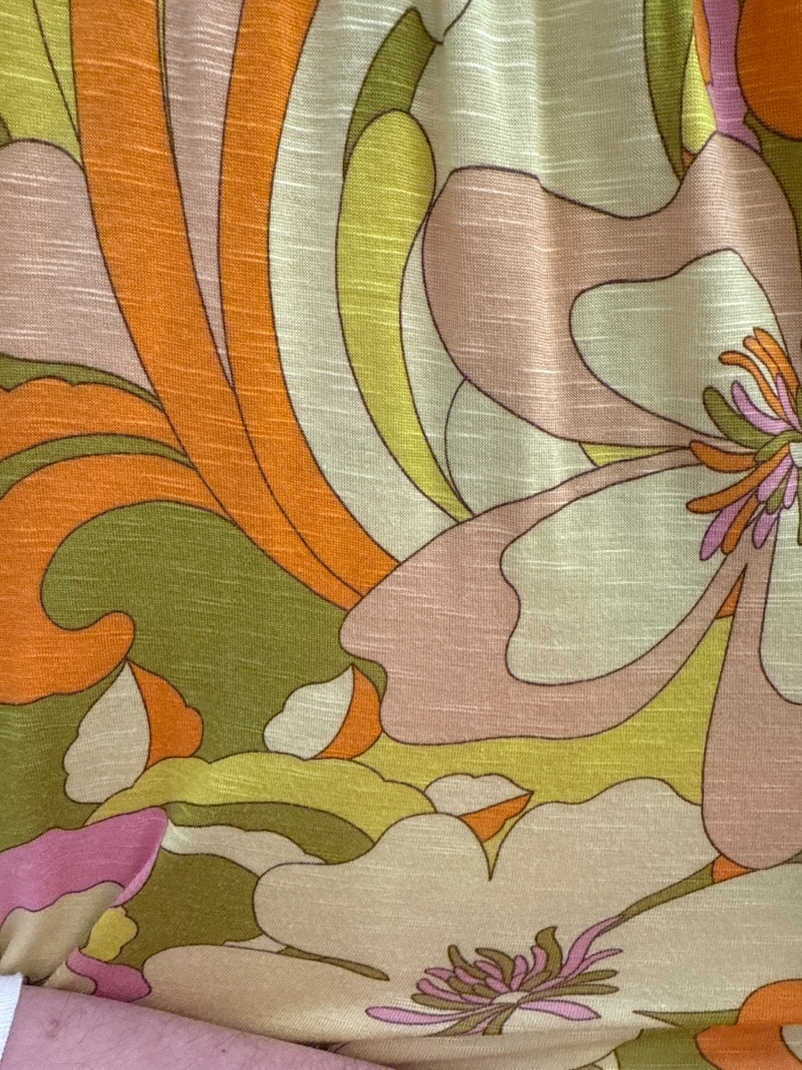 Kim&Cami · Boho Top Floral Design w/Tie Front · Large · YellowOrg+