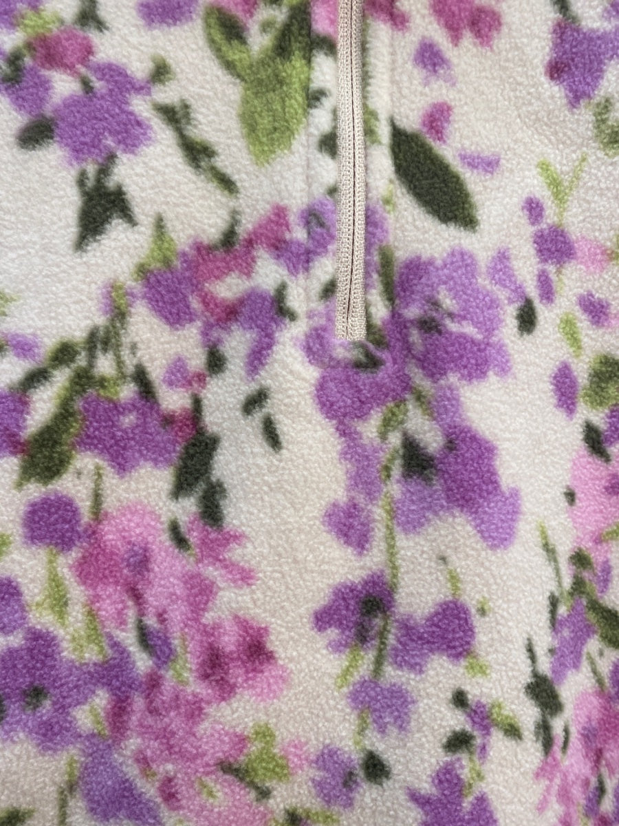 LandsEnd · Fleece Quarter Zip · Large · PinkFloral