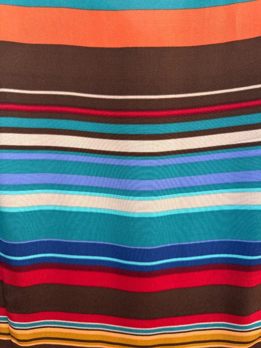 Calvin Klein · Sleeveless Pleated Dress · 10 · TealMulti Striped