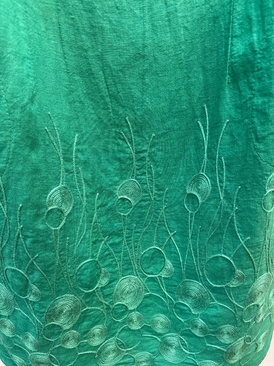 Linen Luv · embroidered dress · Large · Green