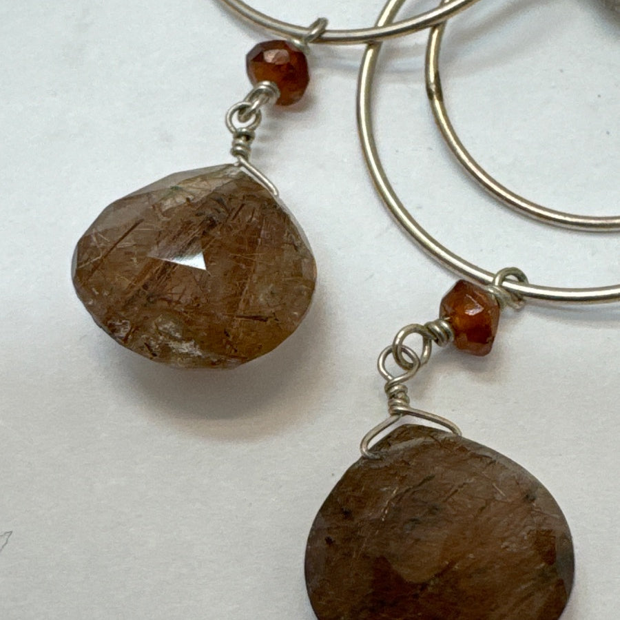 .925 Faceted Quartz Earrings · Jewelry · wire · Brown