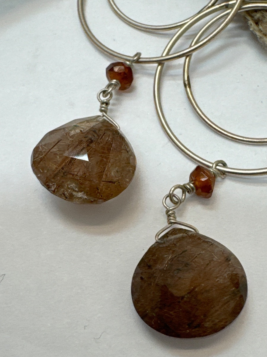 .925 Faceted Quartz Earrings · Jewelry · wire · Brown