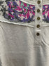 Sundance · Henley Top · Small · GrayFloral
